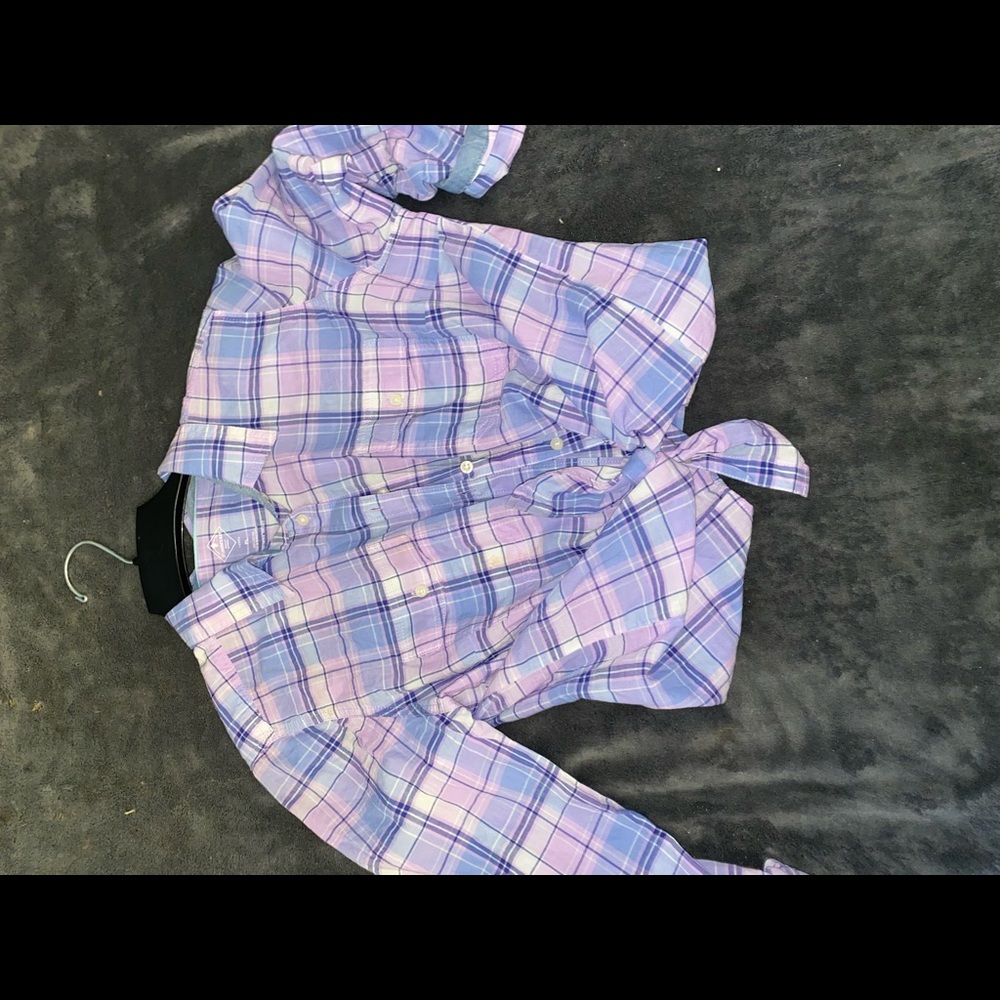 Tie up flannel shirt